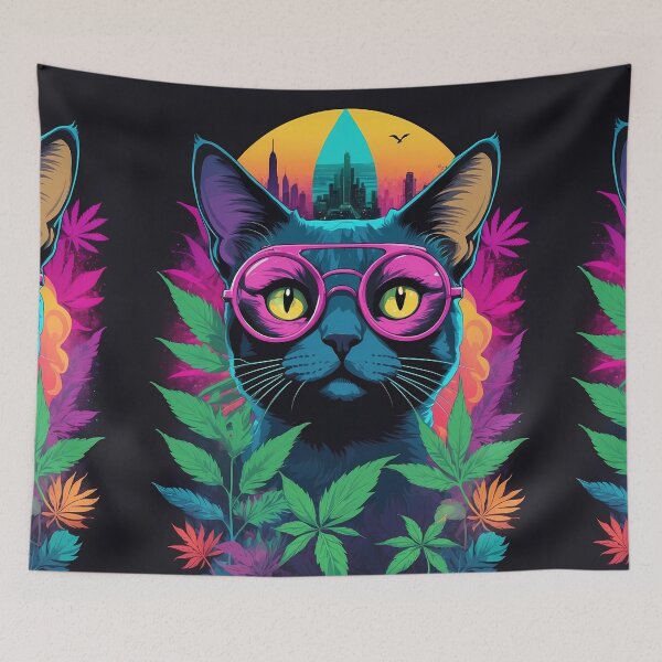 Item preview, Neon BlackLight Poster Black Cat  designed and sold by wojysmokes.