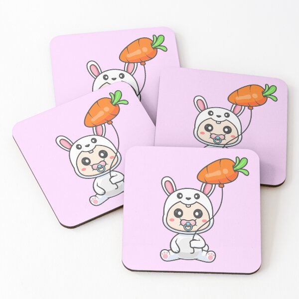 Item preview, Cute Baby Wearing Rabbit Costume with Carrot Balloon Cartoon Vector Icon Illustration designed and sold by hjian8219.