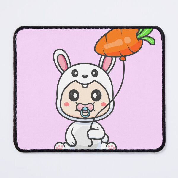 Item preview, Cute Baby Wearing Rabbit Costume with Carrot Balloon Cartoon Vector Icon Illustration designed and sold by hjian8219.