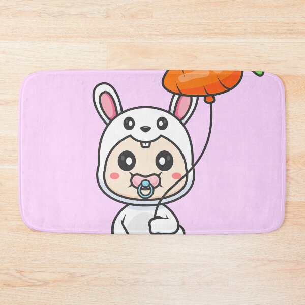 Item preview, Cute Baby Wearing Rabbit Costume with Carrot Balloon Cartoon Vector Icon Illustration designed and sold by hjian8219.