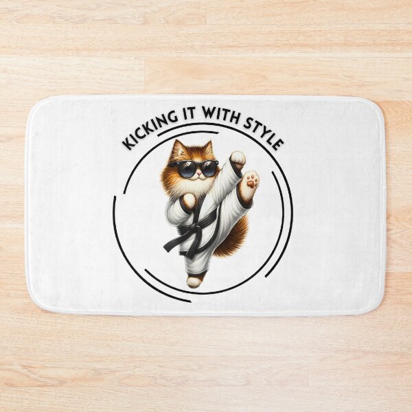 Item preview, Kicking It With Style | Cute Fluffy Karate Cat designed and sold by Chic-Fun.