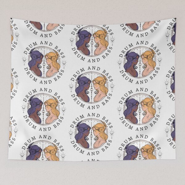 Item preview, DRUM AND BASS  - 2 ladies (black/purple/yellow)  designed and sold by Discothreadz.