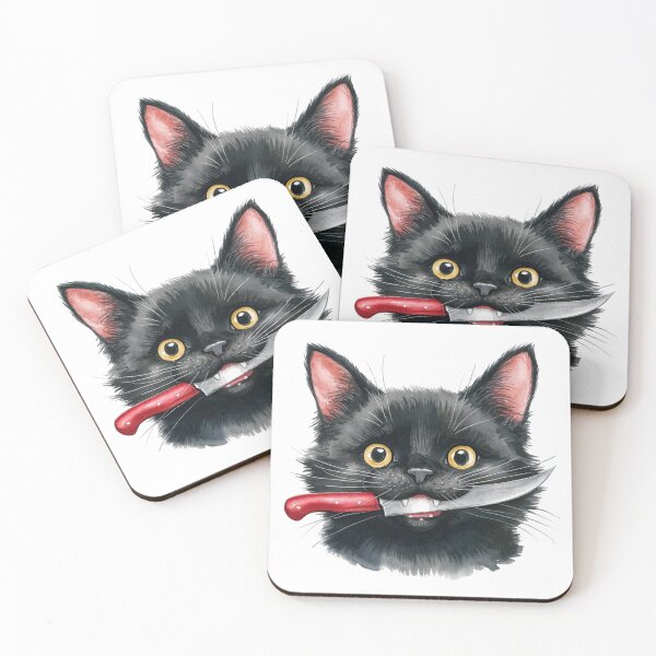 Item preview, Cute Black Cat With Knife designed and sold by nimmitrends.