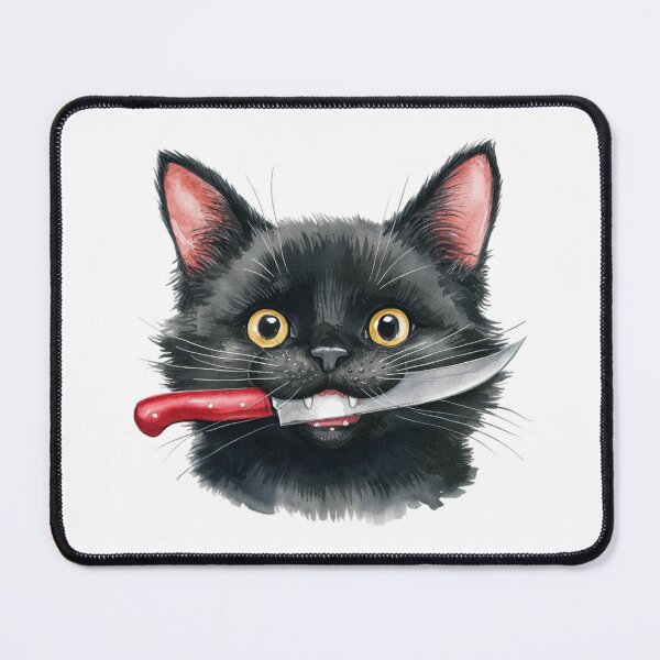 Item preview, Cute Black Cat With Knife designed and sold by nimmitrends.