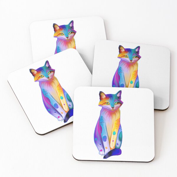 Item preview, Colorful whimsical standing cat designed and sold by Nick Gustafson.
