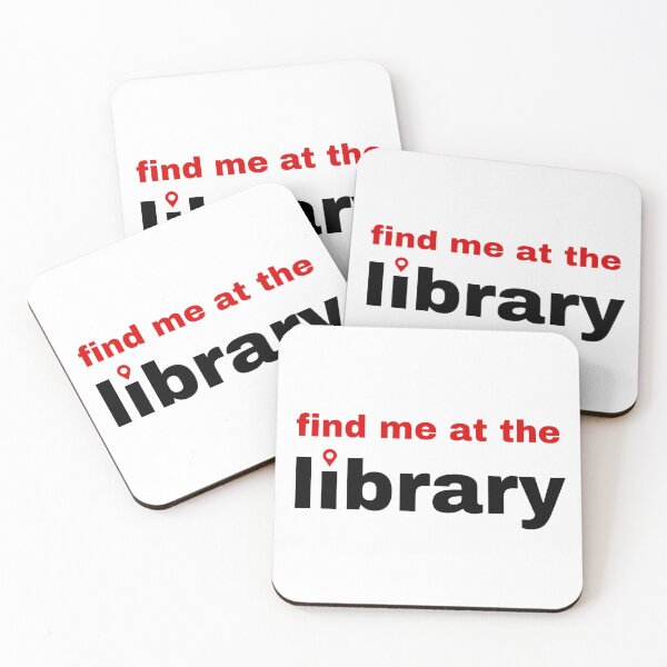 Item preview, Find me at the library - bookworm, reader, librarian, writer design - red and black, location pin designed and sold by StudyPuff.