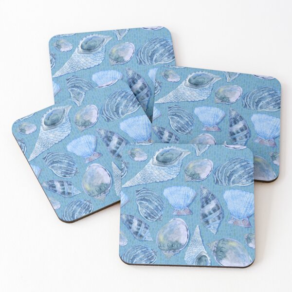 Item preview, Watercolor Sea Shells Ocean Blue  designed and sold by Sketchbook Designs.