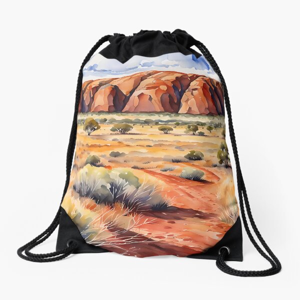 Uluru (Ayer's Rock) Australia - Watercolour Style Drawstring Bag