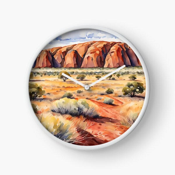 Uluru (Ayer's Rock) Australia - Watercolour Style Clock