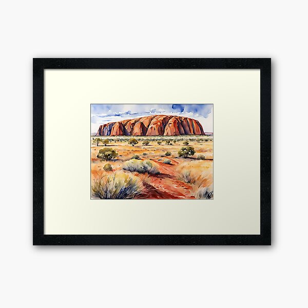 Uluru (Ayer's Rock) Australia - Watercolour Style Framed Art Print