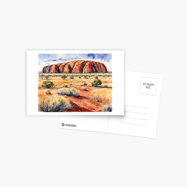Uluru (Ayer's Rock) Australia - Watercolour Style Postcard
