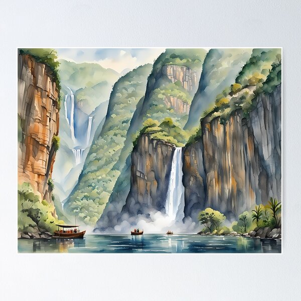 Sumidero Canyon, Chiapas, Mexico - Watercolour style Poster