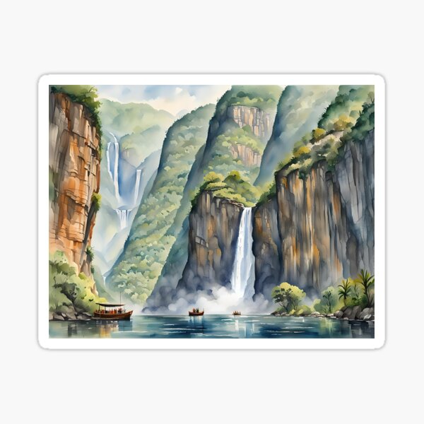 Sumidero Canyon, Chiapas, Mexico - Watercolour style Sticker
