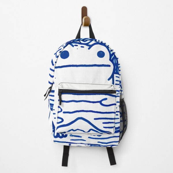 Item preview, Chubby Blue Frogs Woodblock designed and sold by WanderlustCoCo.