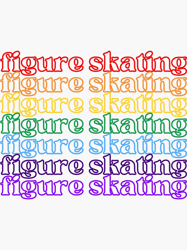 Thumbnail 3 of 3, Sticker, figure skating - rainbow font designed and sold by AnythingGOE.