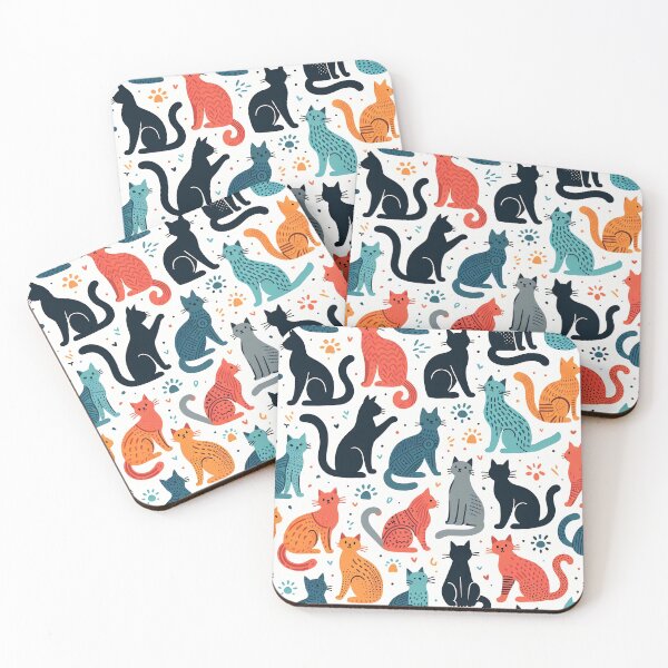 Item preview, Colorful Abstract Cat Pattern on White Background designed and sold by Coffee Lifestyle.