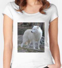 Arctic Wolf on the alert. Women's Fitted Scoop T-Shirt