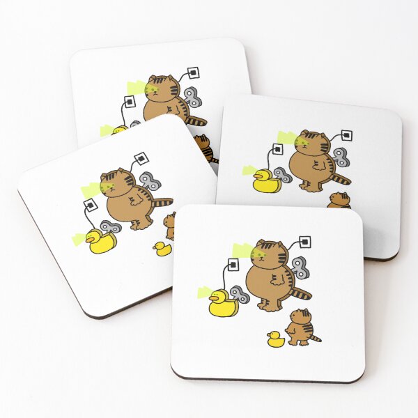Item preview, a Cat and a Duck with a Cat toy and a Duck toy designed and sold by superbaechoo.