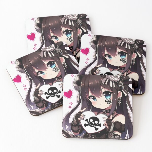 Item preview, Kawaii Anime Goth Girl With Bones Heart  designed and sold by StickyGuys.