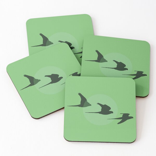 Item preview, Parrots across the sun in green designed and sold by Old Friends.