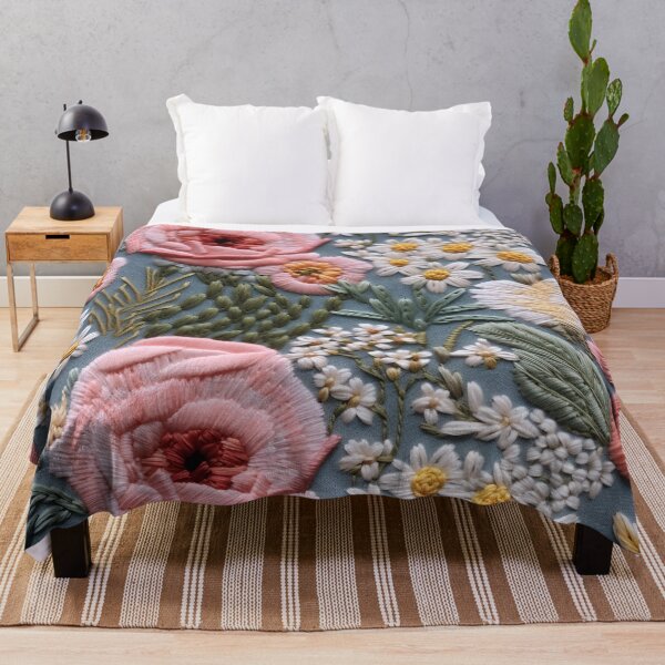 Item preview, Intricate Floral Embroidery on Light Fabric designed and sold by garden-secret.