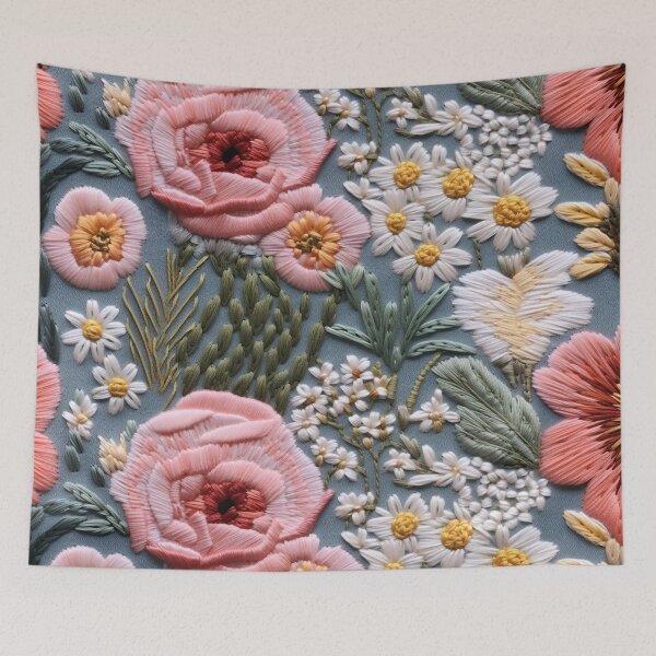 Item preview, Intricate Floral Embroidery on Light Fabric designed and sold by garden-secret.