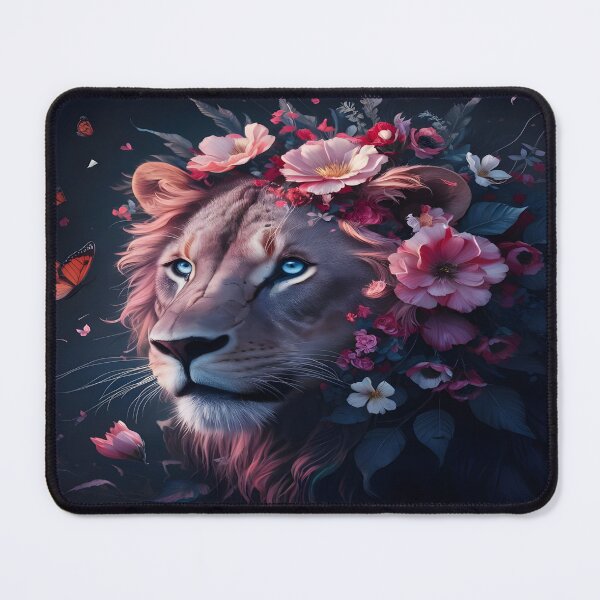 Item preview, A lion's face adorned with a vibrant array of flowers and leaves designed and sold by MRFEZOO2030.
