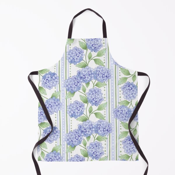 Item preview, Preppy Pastel Purple Hydrangea Floral on French Ticking designed and sold by Perrin Le Feuvre.