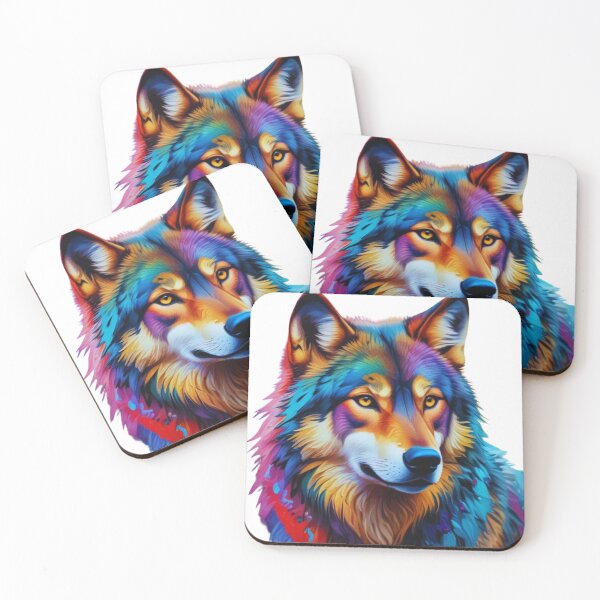 Item preview, colourful wolf designed and sold by byUn4ik.