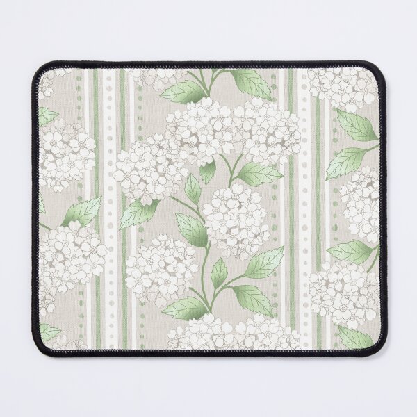 Item preview, Pale Preppy Cream & Tan Hydrangea Floral on French Ticking designed and sold by Perrin Le Feuvre.