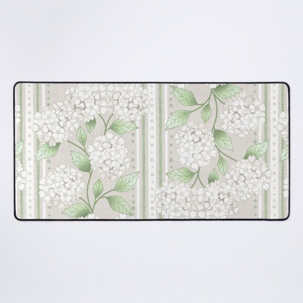 Item preview, Pale Preppy Cream & Tan Hydrangea Floral on French Ticking designed and sold by Perrin Le Feuvre.
