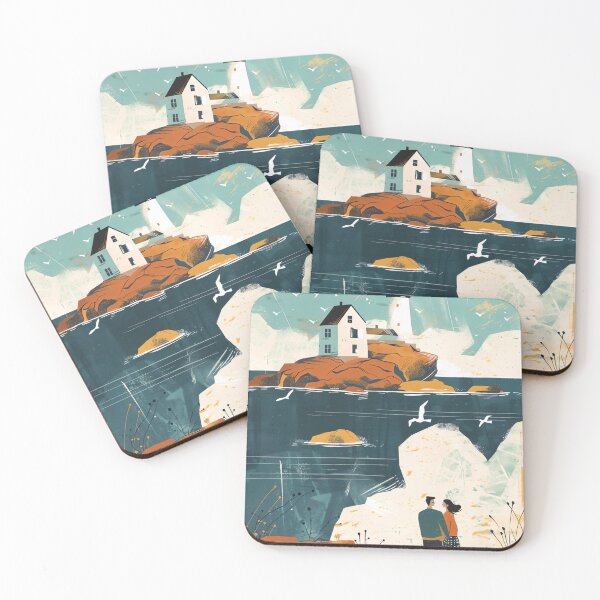 Item preview, Lovers at the lighthouse, Scandinavian island designed and sold by NordicArtPrint.