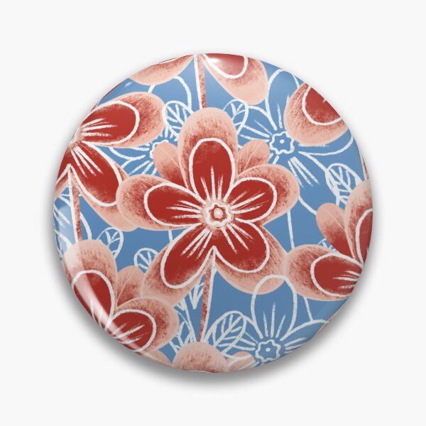 Item preview, Chalk flowers, terracotta on a light blue background designed and sold by Alex  Blud.
