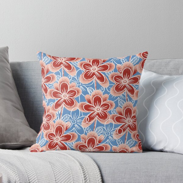 Item preview, Chalk flowers, terracotta on a light blue background designed and sold by Alex  Blud.