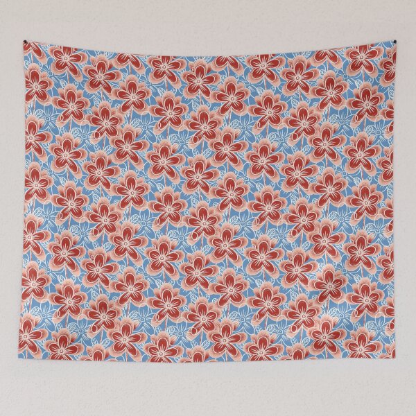 Item preview, Chalk flowers, terracotta on a light blue background designed and sold by Alex  Blud.
