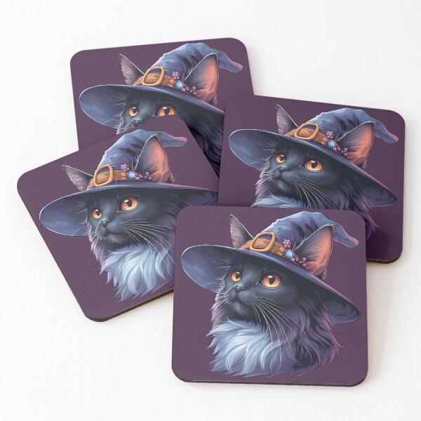 Item preview, Witchy Black cat with a witch hat goth anime witchcore aesthetic dark academia wizard spooky girlie emo wicca designed and sold by Fantasy Cache.