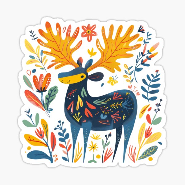 Item preview, Colorful abstract illustration of a whimsical deer with vibrant floral elements surrounding it. designed and sold by primtawan.