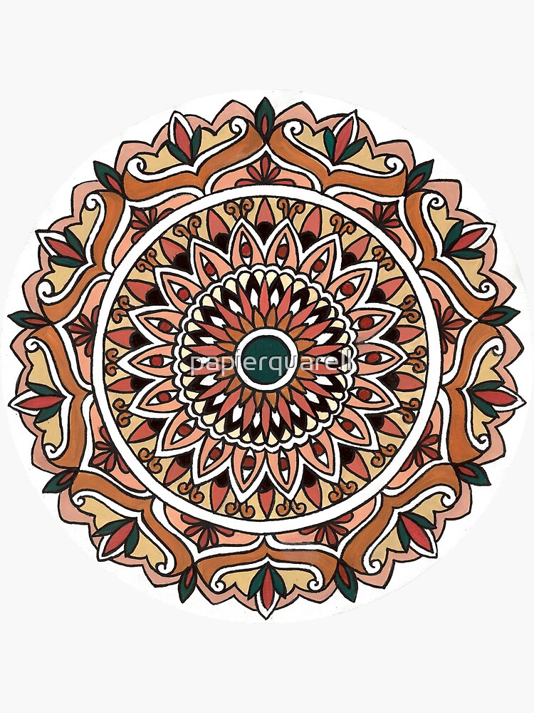 Thumbnail 3 of 3, Sticker, Earthy Elegance Mandala designed and sold by papierquarell.