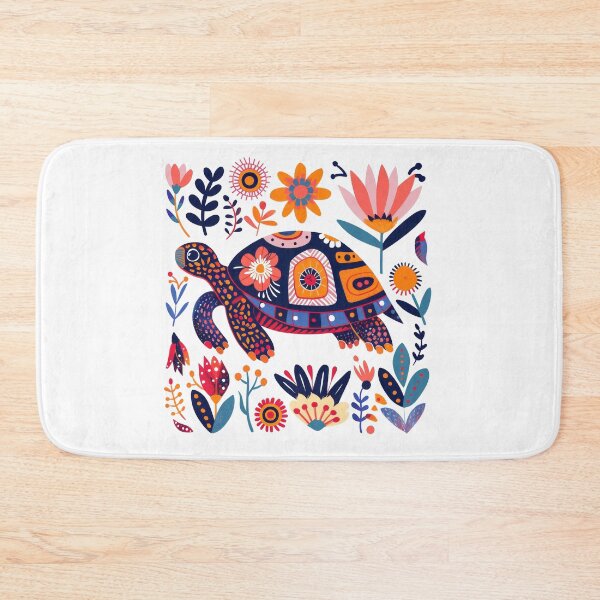 Item preview, Colorful artistic turtle surrounded by vibrant flowers and leaves in a bohemian style illustration. designed and sold by primtawan.