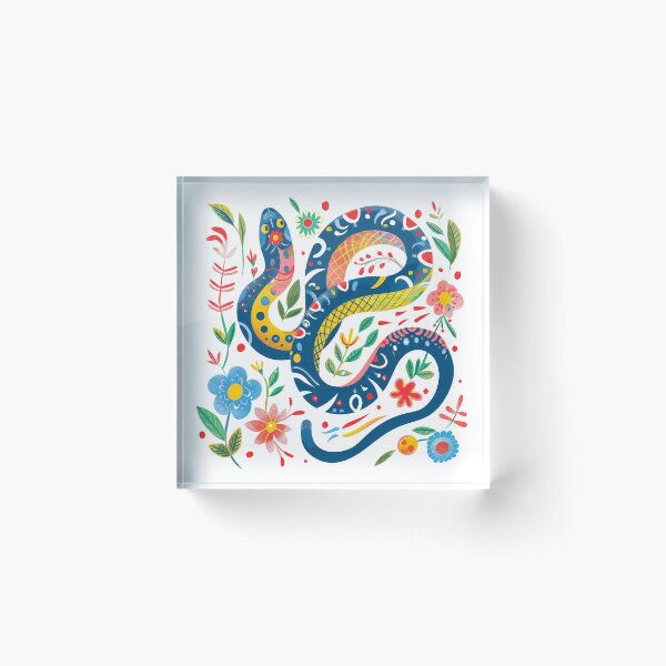 Item preview, Colorful, artistic snake illustration intertwined with vibrant flowers and foliage, depicting a lively and intricate design. designed and sold by primtawan.