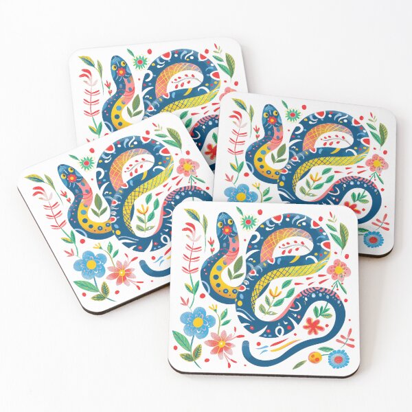 Item preview, Colorful, artistic snake illustration intertwined with vibrant flowers and foliage, depicting a lively and intricate design. designed and sold by primtawan.