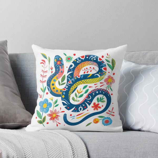 Item preview, Colorful, artistic snake illustration intertwined with vibrant flowers and foliage, depicting a lively and intricate design. designed and sold by primtawan.