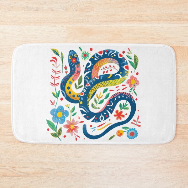 Item preview, Colorful, artistic snake illustration intertwined with vibrant flowers and foliage, depicting a lively and intricate design. designed and sold by primtawan.