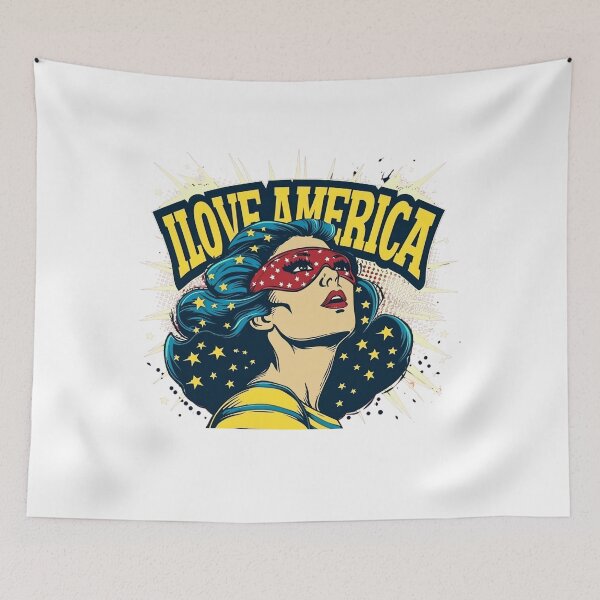 Item preview, Patriotic Superheroine - I Love America designed and sold by ObjCrea123.