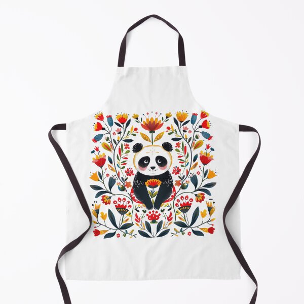 Item preview, Colorful folk art illustration featuring a panda surrounded by vibrant flowers and leaves. designed and sold by primtawan.