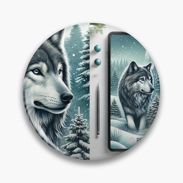 Artikelvorschau, Schneewolf-Uhr entworfen und verkauft von WildVista.