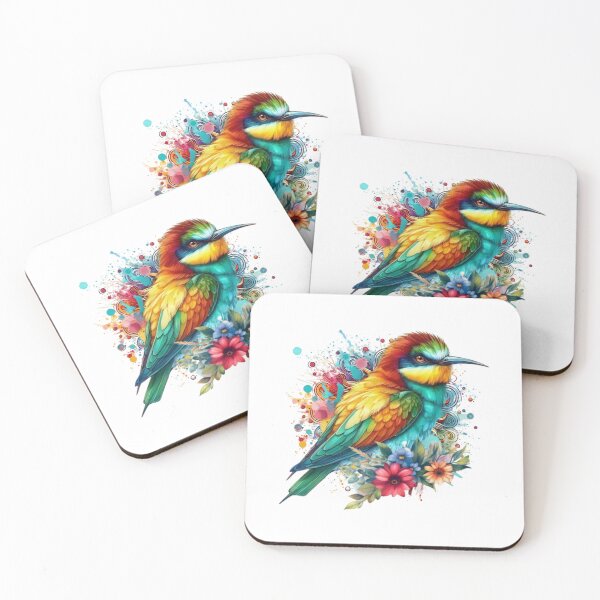 Item preview, A cute bee-eater with various colorful leaves and flowers designed and sold by Marcoshop10.