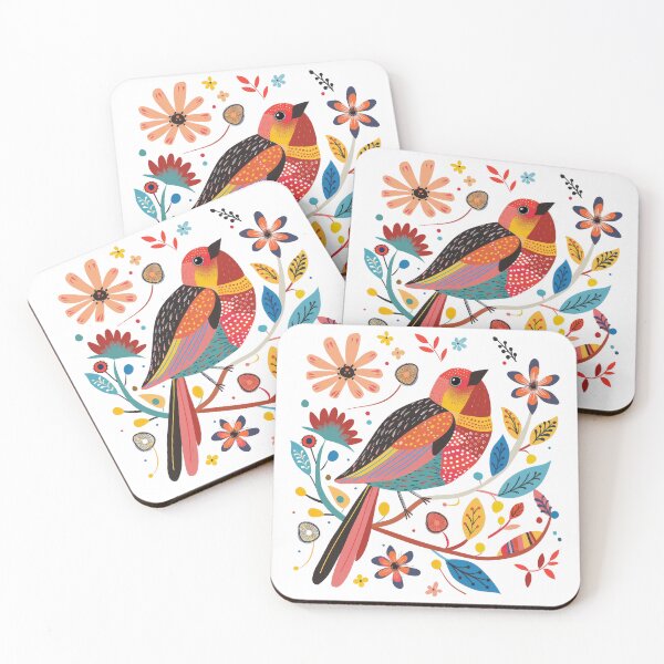 Item preview, Colorful graphic illustration of a bird surrounded by vibrant flowers and leaves, suitable for various artistic and design purposes. designed and sold by primtawan.