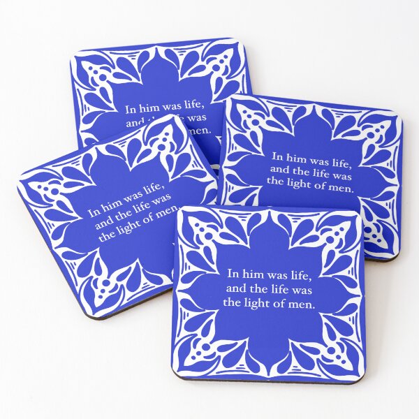 Item preview, (John 1:4) Elegant Spanish Tiles Inspired Bible Verse Art  designed and sold by Mayalight.