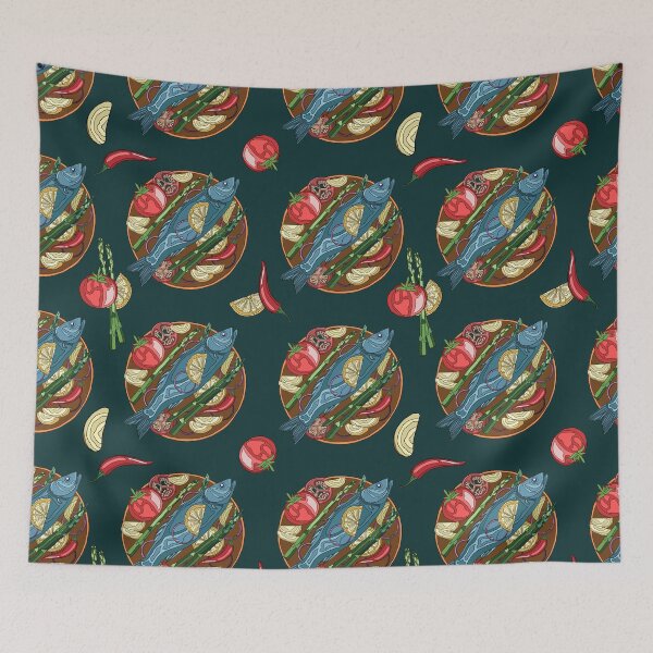 Item preview, Seabass, grilled fish, pattern designed and sold by AvotArt.